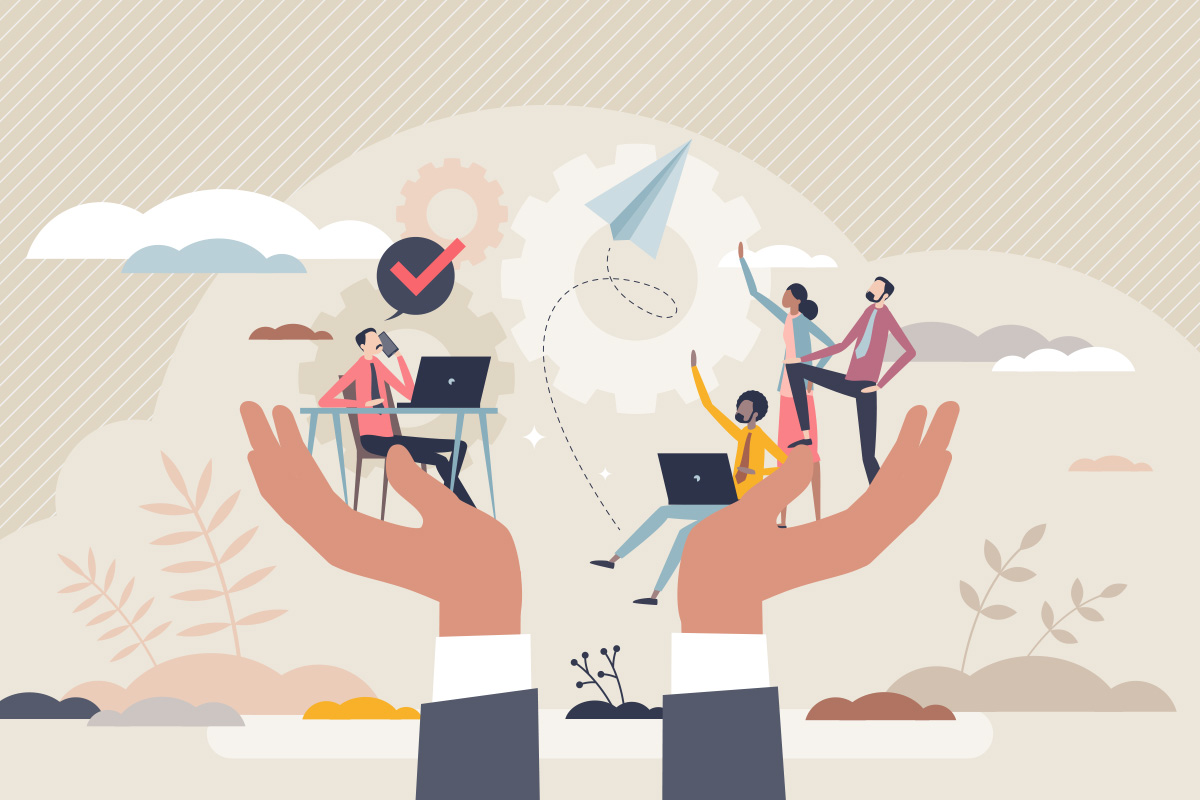 hands holding up workers